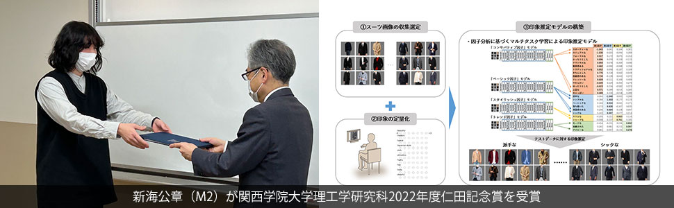 新海公章（M2）が関西学院大学理工学研究科2022年度仁田記念賞を受賞