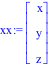 xx := Vector[column]([[x], [y], [z]])